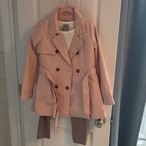 Tahari Blush Double-Breasted Trench Coat with t shirt and pants never worn